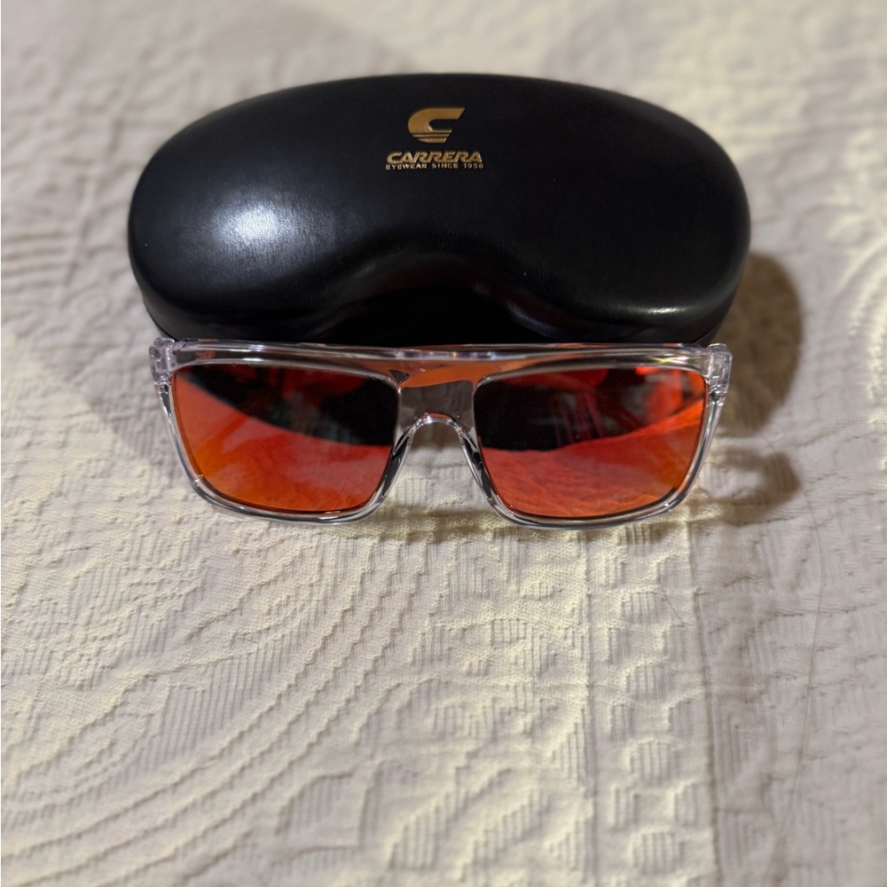 Carrera Sunglasses with Orange Lenses and Clear Frame